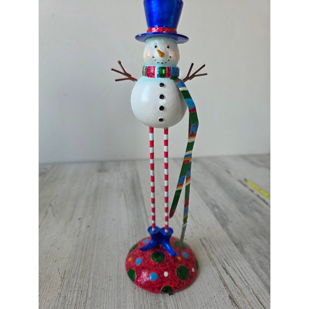 Vintage Pacific rim glitter snowman candle holder RARE Xmas decor sparkle‎